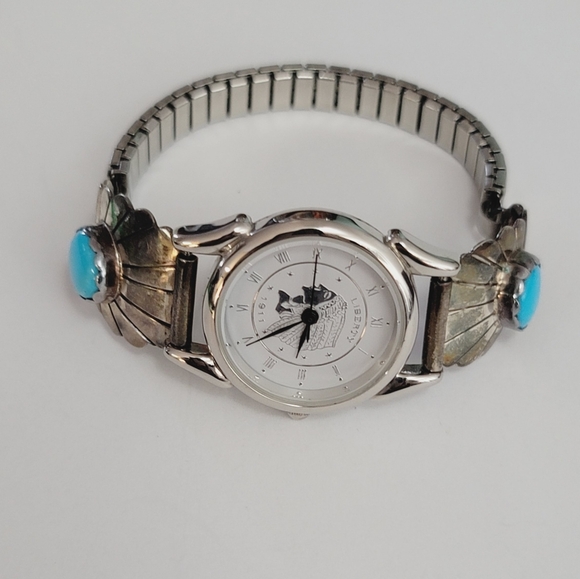 Navajo Accessories - H Signed Southwest Traditions sterling silver with turquoise Watch